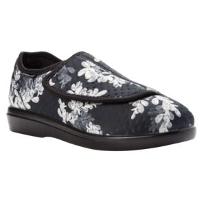 Propet Women's Cush 'N Foot Slippers - Black-floral