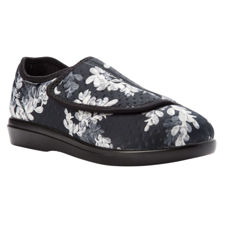 Propet Women's Cush 'N Foot Slippers - Black-floral