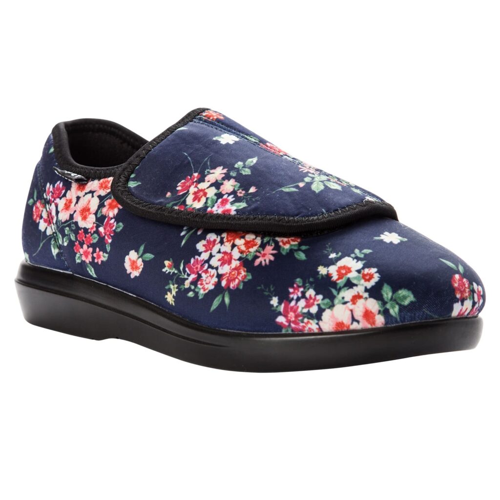 Propet Women's Cush 'N Foot Slippers - Black-floral