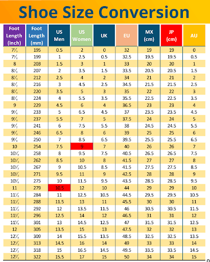 Propet Size Chart