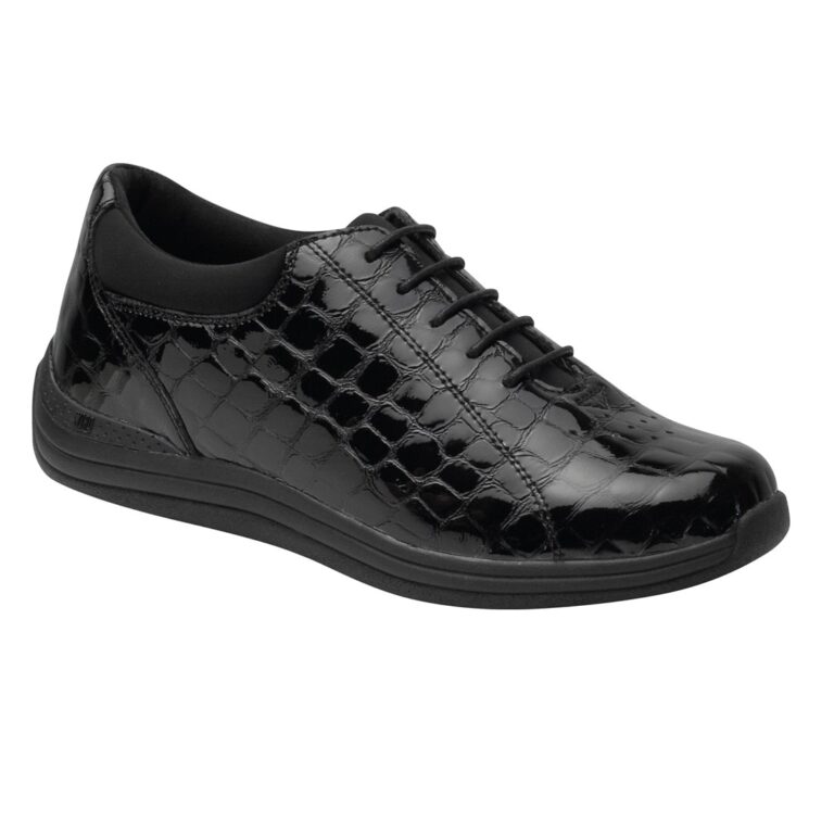 Drew Women's Tulip Shoes - Black-croc-patent