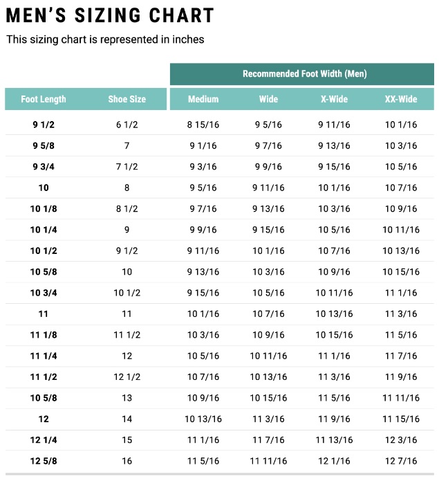 Apex Size Chart