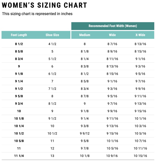 Apex Size Chart