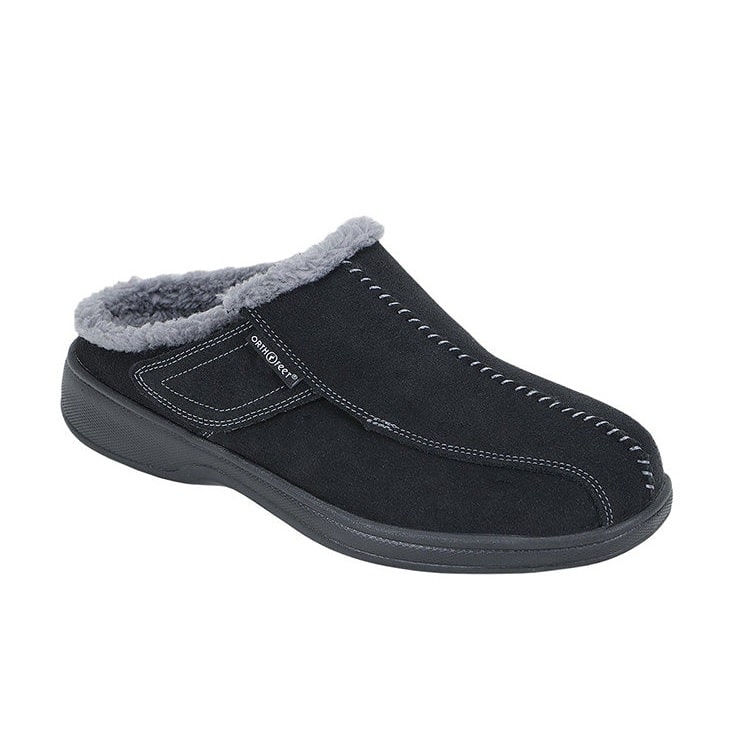 OrthoFeet Men's Asheville Slippers - Black