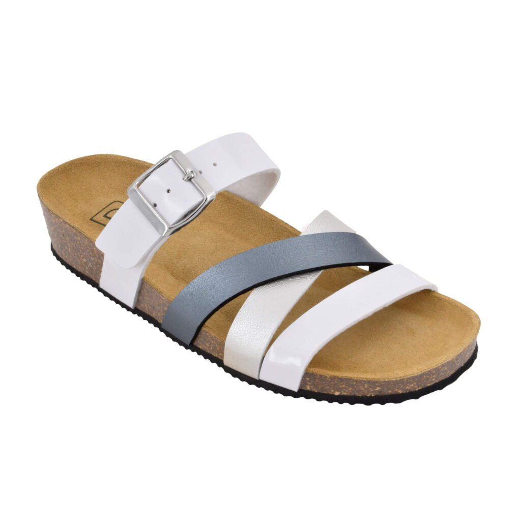 Biotime Women's Micha Sandals - White-patent-pewter