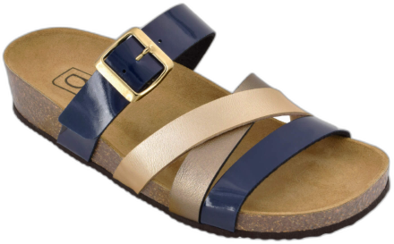 Biotime Women's Micha Sandals - Navy-patent-gold